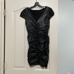 Faux leather black dress